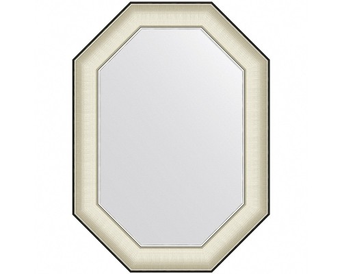 Зеркало Evoform Octagon 74x54 BY 7442 в багетной раме - Белая кожа с хромом 78 мм