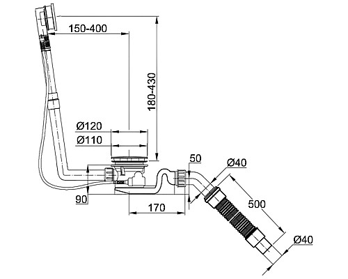 Слив-перелив Bette B609-901 полуавтомат Хром