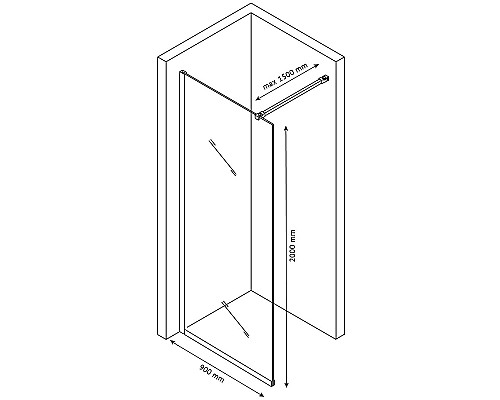 Душевая перегородка Berges Sky Black 90х200 064013 профиль Черный матовый стекло тонированное