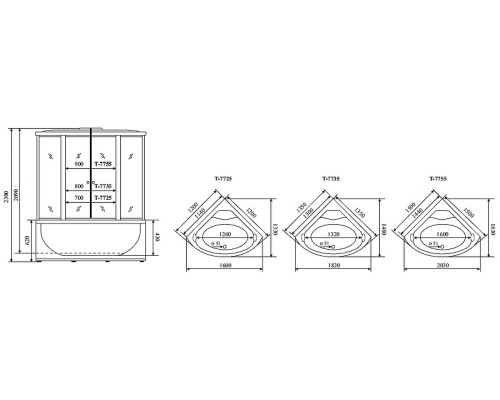 Душевой бокс Timo Lux 120x120 с гидромассажем