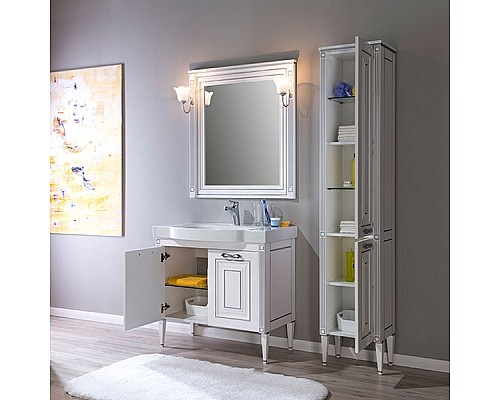 Шкаф пенал Aquanet Паола 40 181770 Белый Серебро