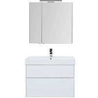 Комплект мебели для ванной Aquanet Бруклин 85 207801 подвесной Белый глянец