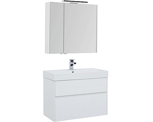 Комплект мебели для ванной Aquanet Бруклин 85 207801 подвесной Белый глянец