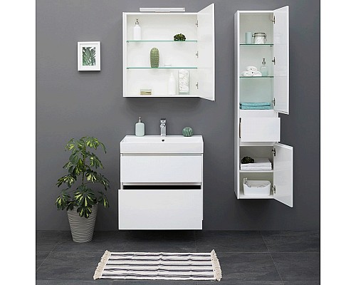 Комплект мебели для ванной Aquanet Бруклин 85 207801 подвесной Белый глянец