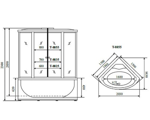 Душевой бокс Timo Comfort 150x150 T-8855F с гидромассажем
