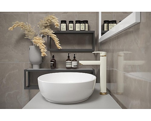 Смеситель для раковины Shouder Unique Plus 0180316 Слоновая кость Золото