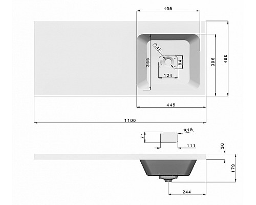 Раковина Madera Kamilla 110 R 4627173210034 с местом под стиральную машину Белая