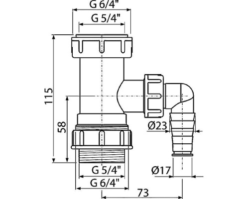 Переходник для сифона Alcaplast со штуцером 5/4