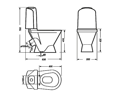 Унитаз-компакт Sanita Luxe Classic DM WC.CC/Classic/2-DM/WHT.G/S1 с бачком и сиденьем Микролифт