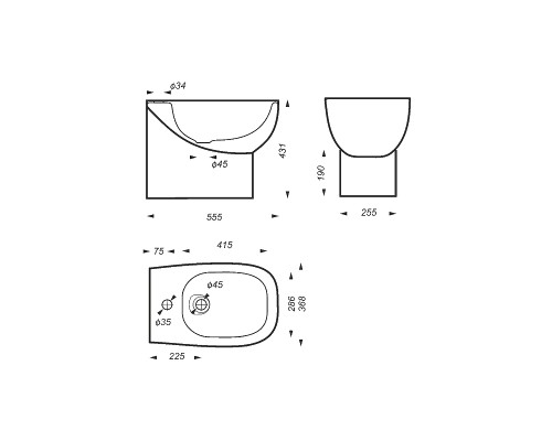 Биде Sanita Luxe Infinity BD.FS/Infinity/C/WHT.G/S1 Белое