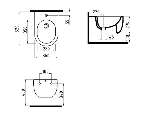 Биде Bien Vokha MDBA05201VD1W5000 подвесное Белое