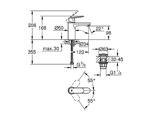Смеситель для раковины Grohe Eurosmart Cosmopolitan 23926000 Хром