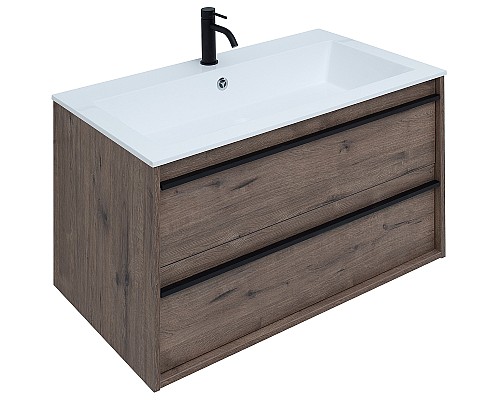 Тумба с раковиной Aquanet Lino 90 271950 подвесная Дуб Веллингтон