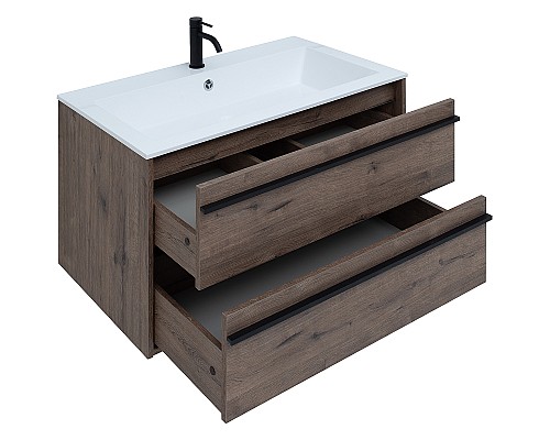 Тумба с раковиной Aquanet Lino 90 271950 подвесная Дуб Веллингтон