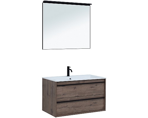 Тумба с раковиной Aquanet Lino 90 271950 подвесная Дуб Веллингтон