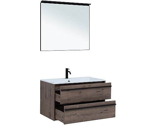 Тумба с раковиной Aquanet Lino 90 271950 подвесная Дуб Веллингтон