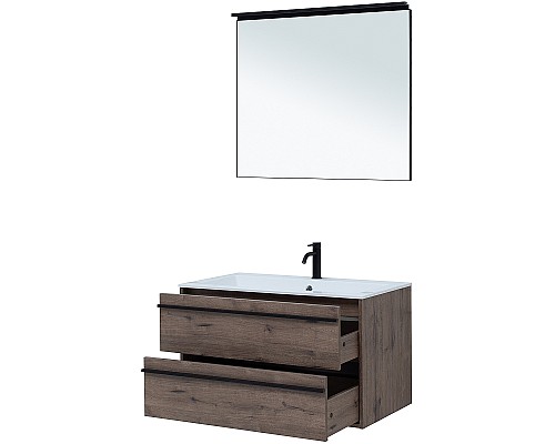 Тумба с раковиной Aquanet Lino 90 271950 подвесная Дуб Веллингтон