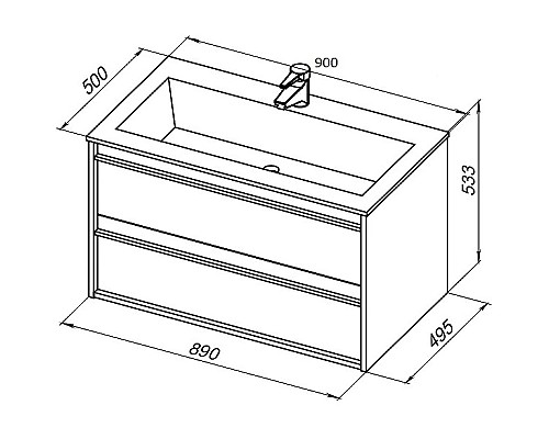 Тумба с раковиной Aquanet Lino 90 271950 подвесная Дуб Веллингтон