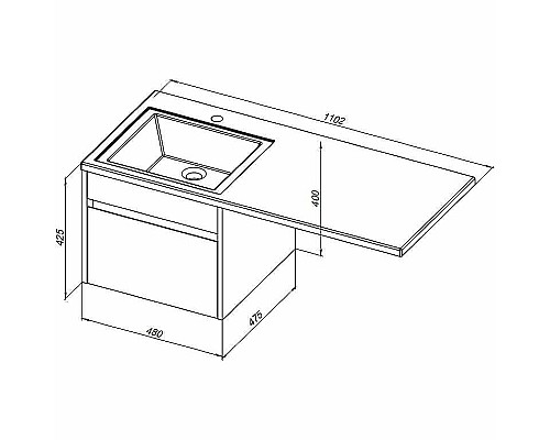 Тумба с раковиной Aquanet Токио 110 R 239209 подвесная Белая