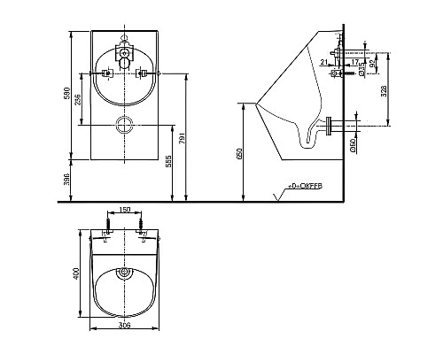 Писсуар Toto Public UWN926EBS#XW подвесной Белый
