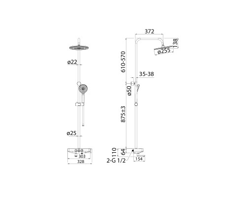 Душевая система Iddis Shelfy SHESBBTi06 Хром