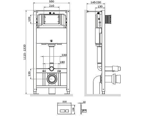 Инсталляция AM.PM Pro I012704.7051 для подвесного унитаза с клавишей смыва Хром