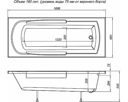 Акриловая ванна Aquanet Extra 170x70 205482 без гидромассажа