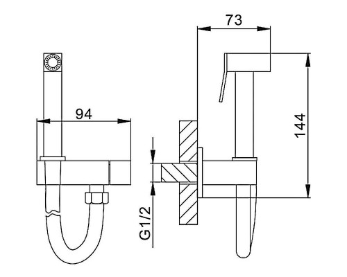 Гигиенический душ с запорным вентилем Frap F7502 Хром