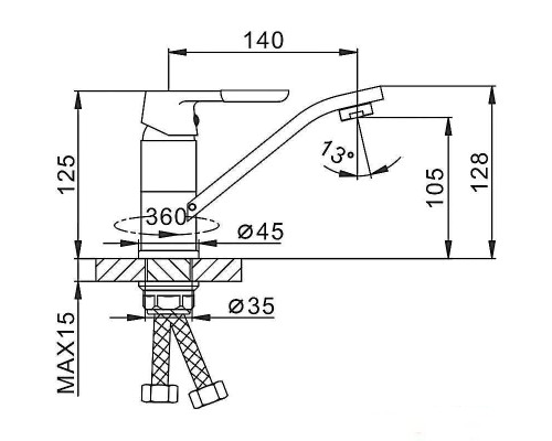 Смеситель для кухни Frap H34 F4534 Белый Хром