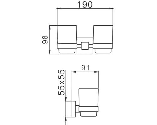 Стакан для зубных щеток Frap F303 F30308 двойной Сатин