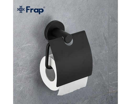 Держатель туалетной бумаги Frap F302 с крышкой Черный матовый