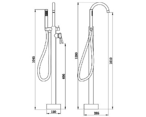 Смеситель для ванны Boch Mann Braies BM8921 Чёрный матовый