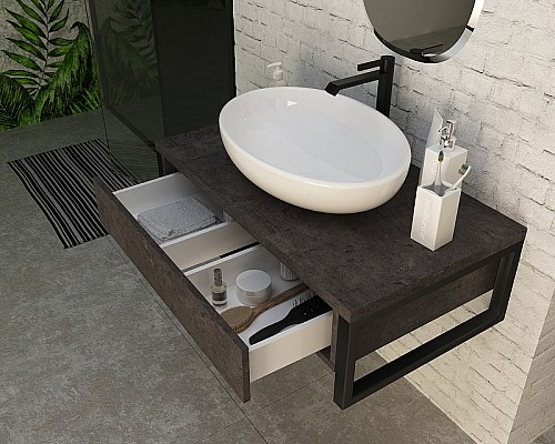 Тумба под раковину 1MarKa Grunge Loft 70П Ц0000015939 подвесная Бетон темно-серый