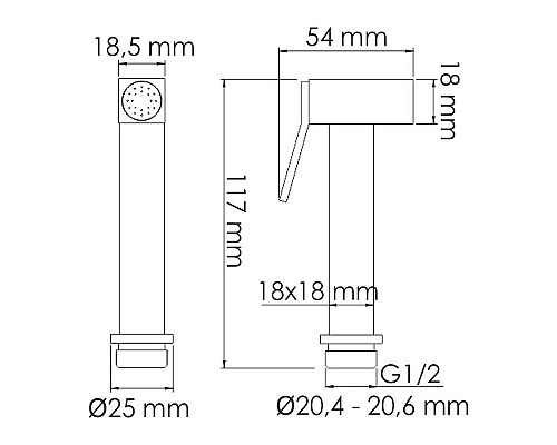 Гигиенический душ со смесителем WasserKRAFT А66096 Черный глянец