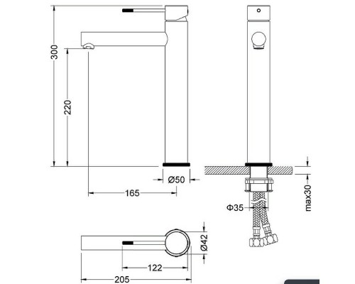 Смеситель для раковины Timo Saona 2311/18F Черное золото