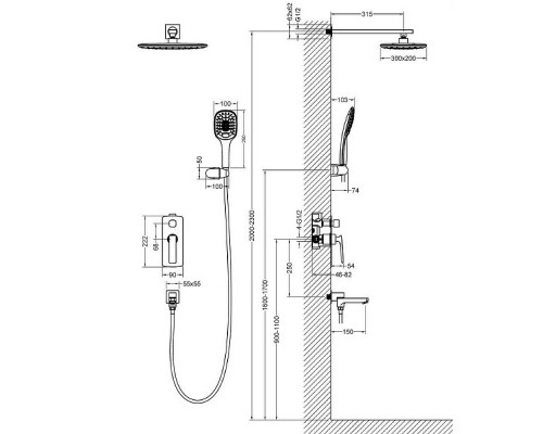 Душевая система Timo Helmi  SX-4099/03SM Черная матовая