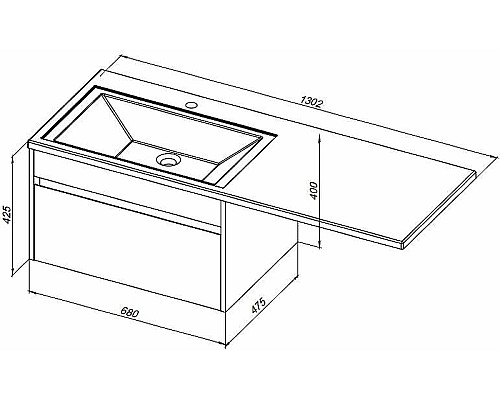 Тумба с раковиной Aquanet Токио 130 R 239218 подвесная Белая
