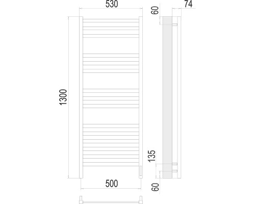Электрический полотенцесушитель Terminus Енисей П15 500x1300 R 4670078526274 Хром