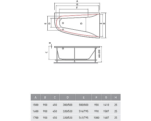 Акриловая ванна Vayer Boomerang 150x90 R Гл000010851 без гидромассажа