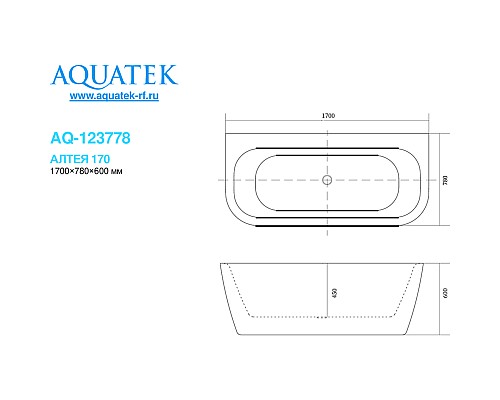Акриловая ванна Aquatek Алтея 170x78 AQ-123778 без гидромассажа