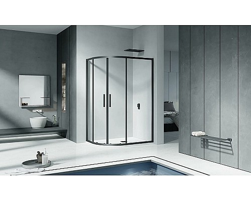 Душевой уголок Good Door Cofe R-120-C-B 120x80 КФ00004 профиль Черный стекло прозрачное