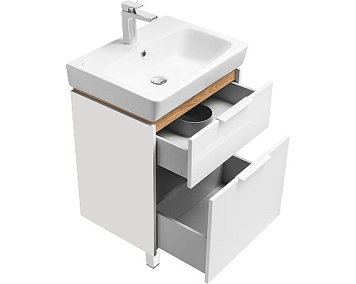 Тумба с раковиной STWORKI Дублин 60 406302 Белая Светлое дерево