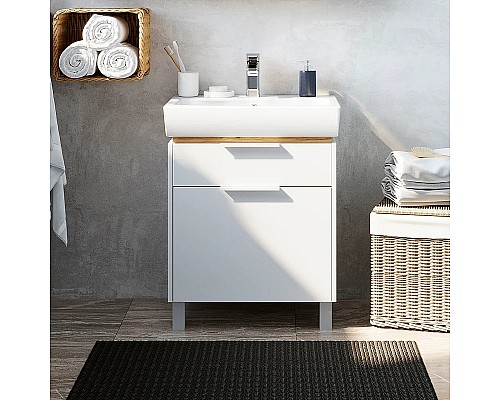 Тумба с раковиной STWORKI Дублин 60 406302 Белая Светлое дерево
