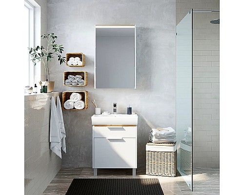 Тумба с раковиной STWORKI Дублин 60 406302 Белая Светлое дерево