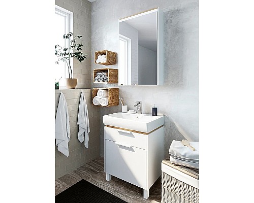 Тумба с раковиной STWORKI Дублин 60 406302 Белая Светлое дерево