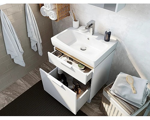 Тумба с раковиной STWORKI Дублин 60 406302 Белая Светлое дерево