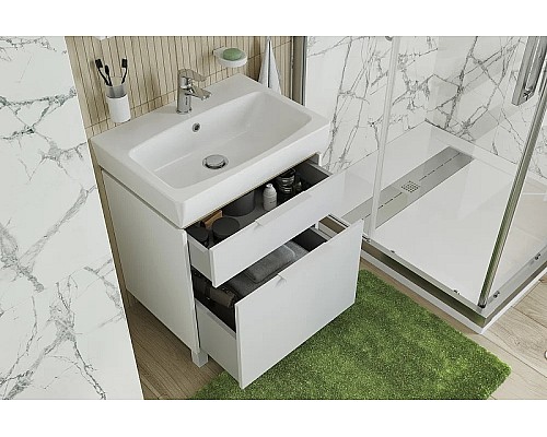 Тумба с раковиной STWORKI Дублин 60 406302 Белая Светлое дерево