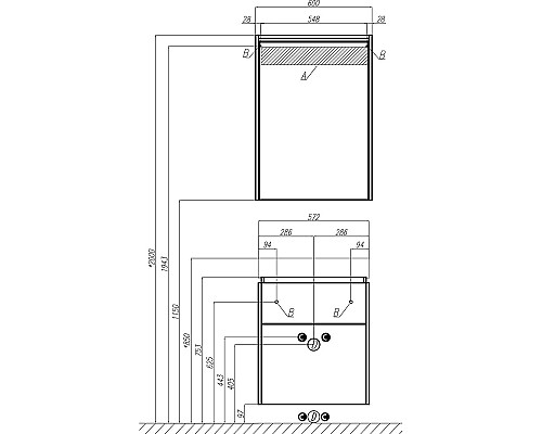 Тумба с раковиной STWORKI Дублин 60 406302 Белая Светлое дерево