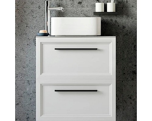 Тумба с раковиной STWORKI Эстерсунд 60 459718 подвесная Белая матовая Простоун беж