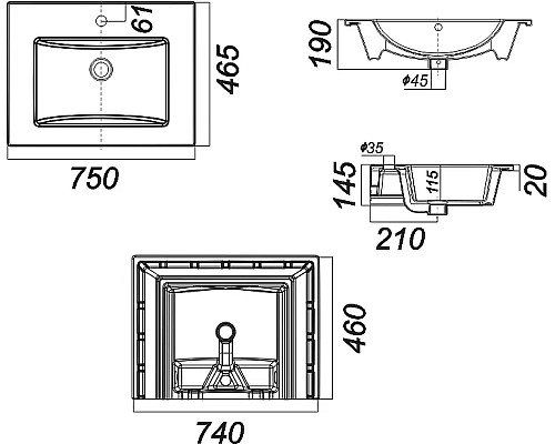 Комплект мебели для ванной STWORKI Эстерсунд 75 440898 подвесной Белый матовый